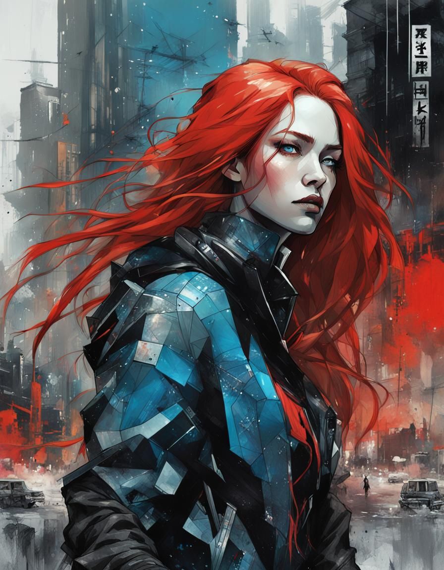 Futuristic Woman in Combined Digital Art Styles