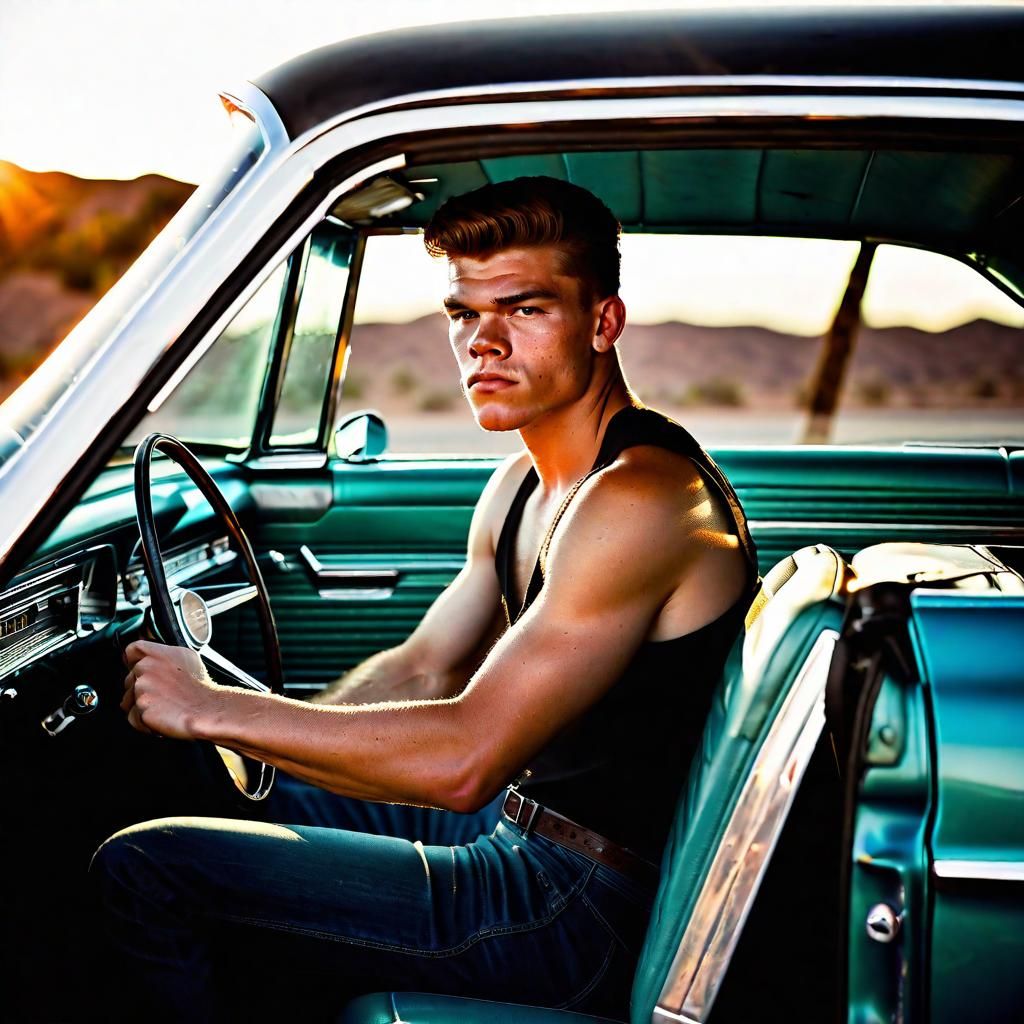 Vintage Chevy Nova with Driver in Sixties Style