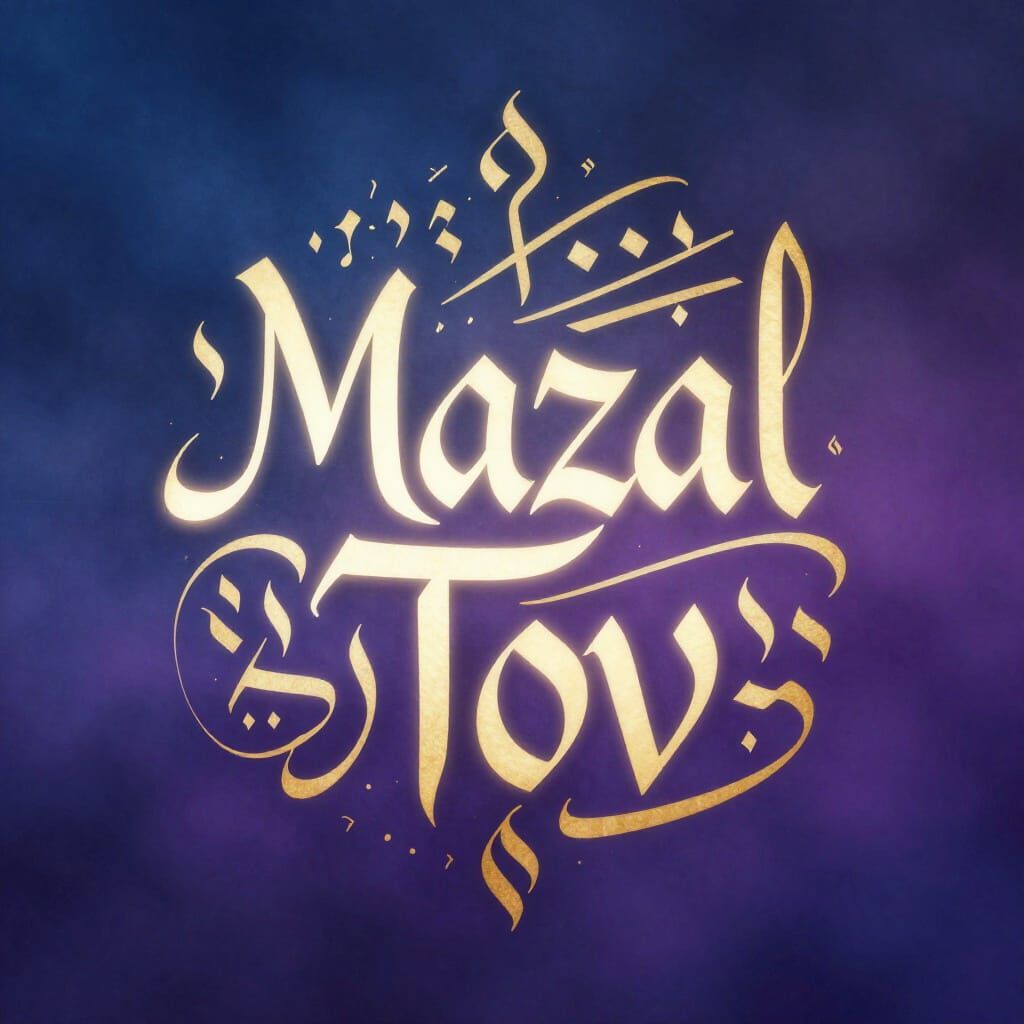Elegant "Mazal Tov" Hebrew Calligraphy for Esther