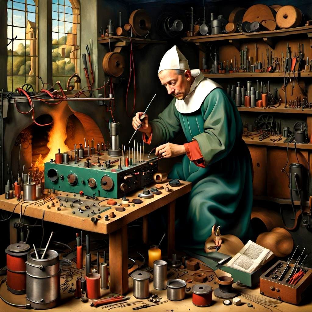 Alchemist Assembles Radio in Laboratory, Bosch Style