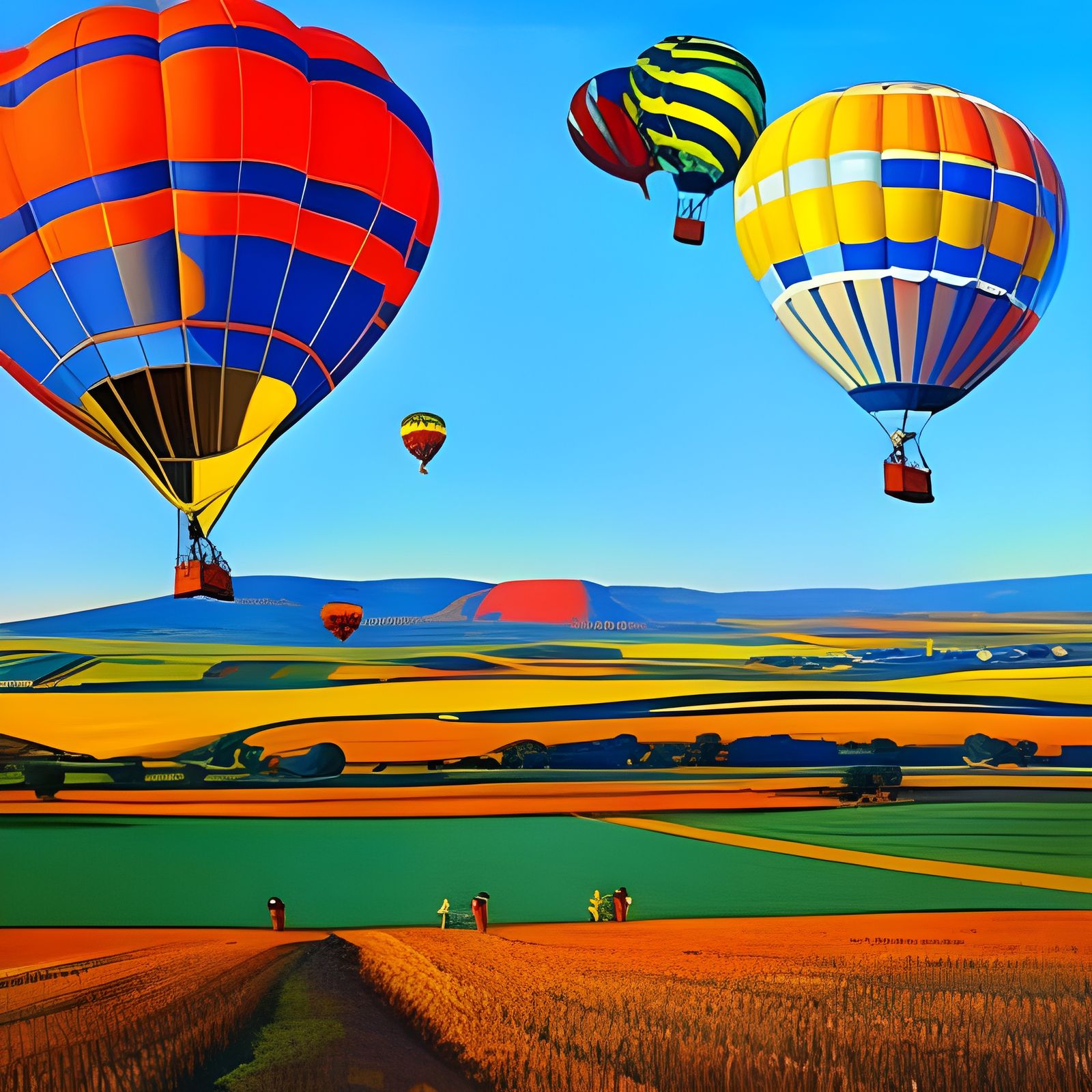 Hot Air Balloon Race: Expressionist Impasto Painting