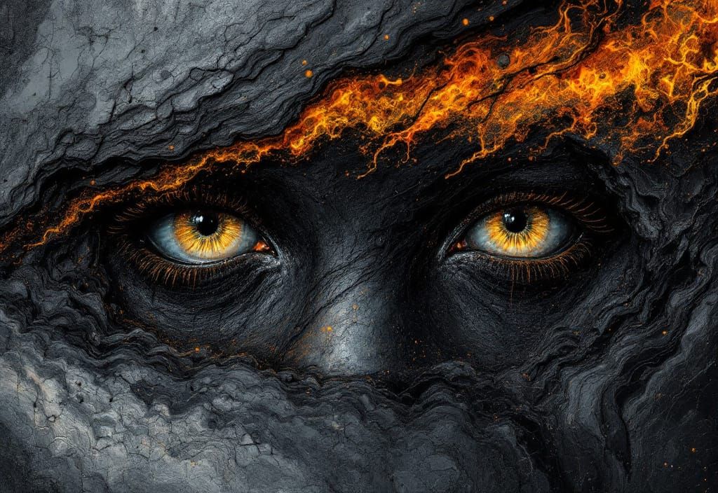 Shadowy Heart Semisculpture with Stormy Eyes