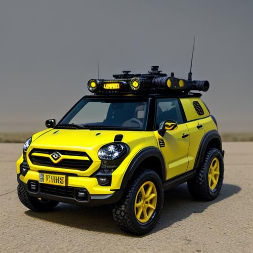 Adorable Yellow Futuristic Battle Vehicle in Photorealistic ...