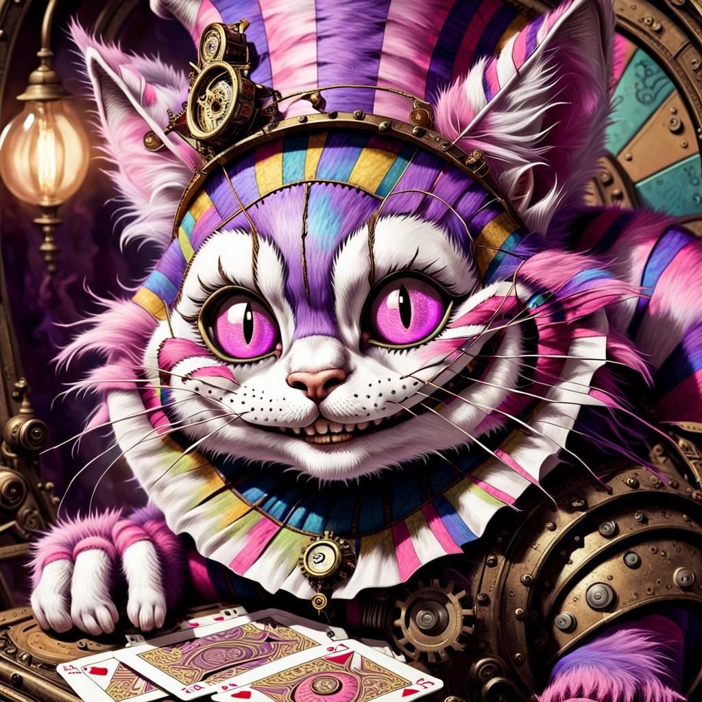 Steampunk Cheshire Cat Jester Portrait