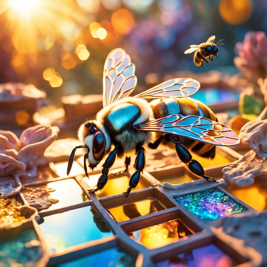 Surreal Macro Photography of a Bee in a Golden Hour Glow