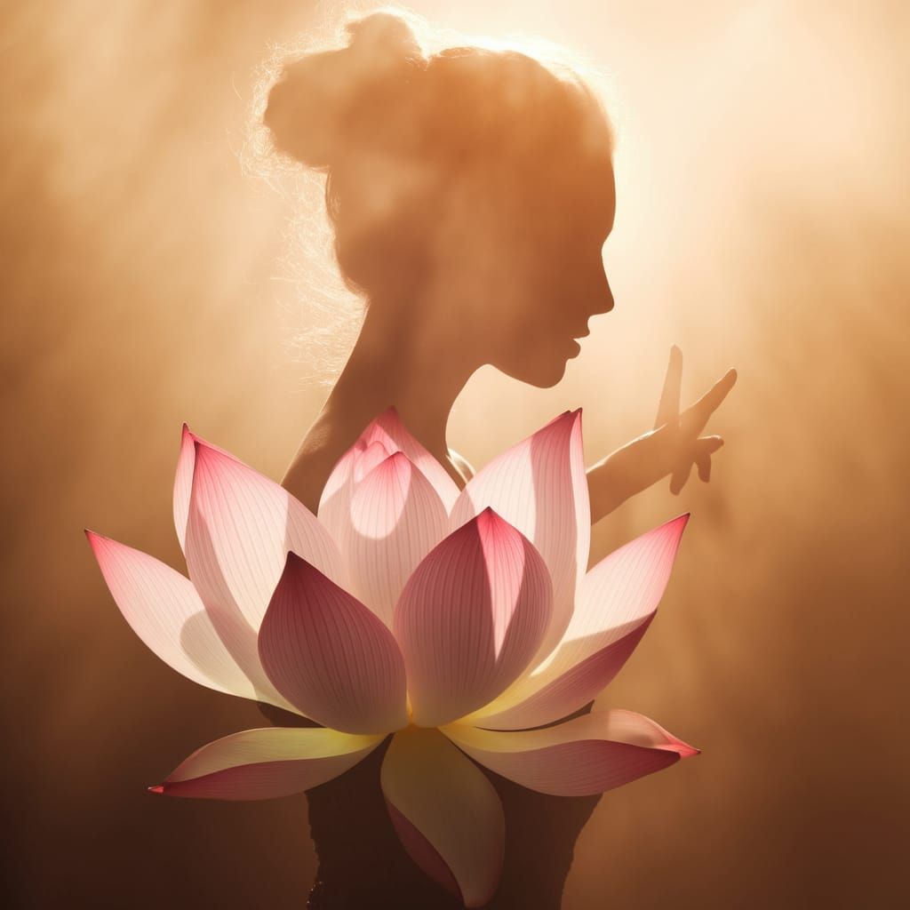 Dreamy Lotus Goddess in Soft Golden Light