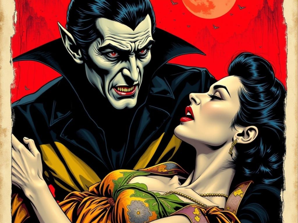 Distressed Dracula Poster in Graphic Novel Style