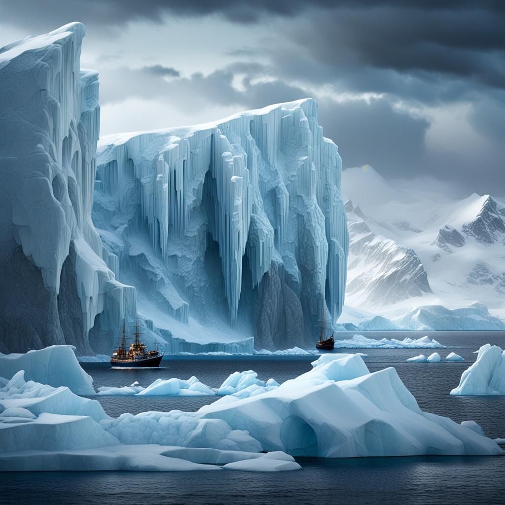 Antarctic Coast: White, Wild, and Frozen in Digital Splendor
