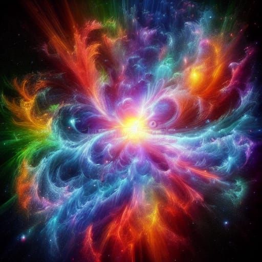 Glowing Rainbow Fire Cosmic Abstract Fractal