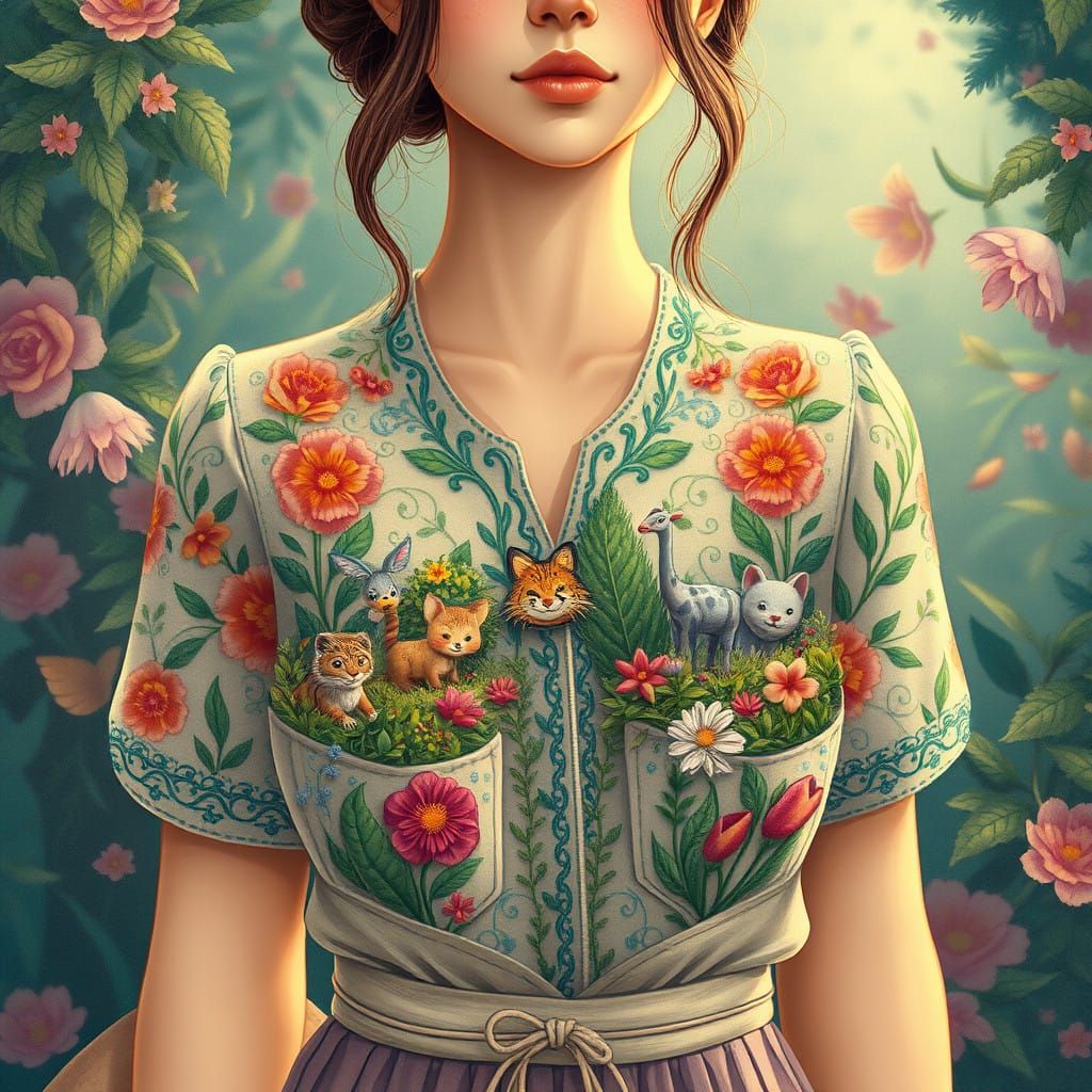 Whimsical Floral Fantasy with Miniature Zoo