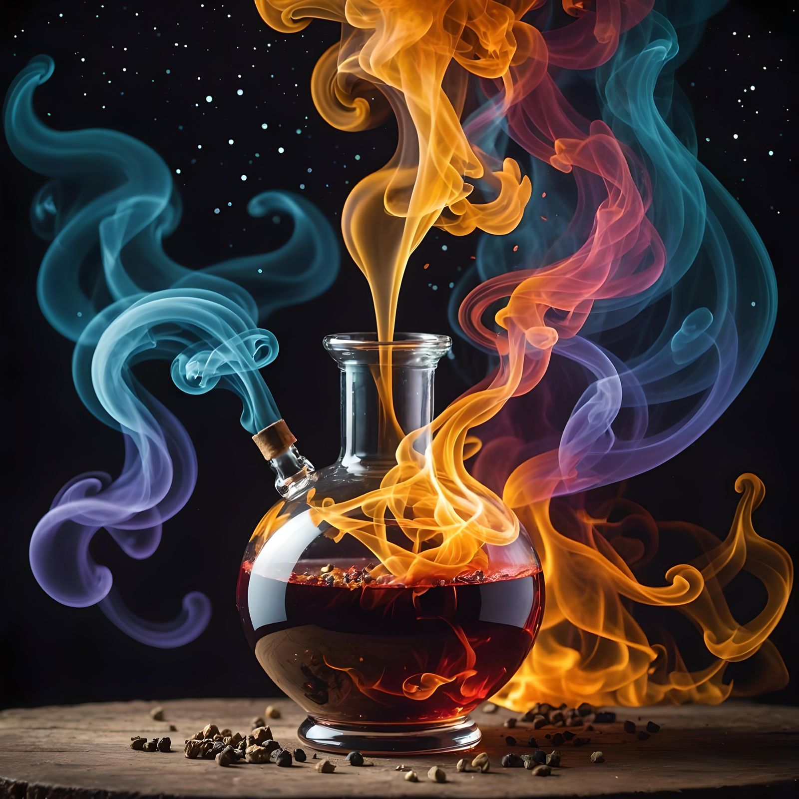 Enchanting Fire Potion with Star Trails