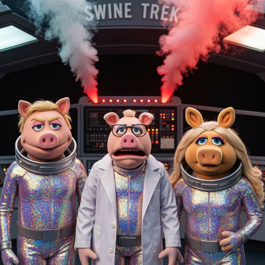 Muppets' Pigs in Space in Synthwave Style