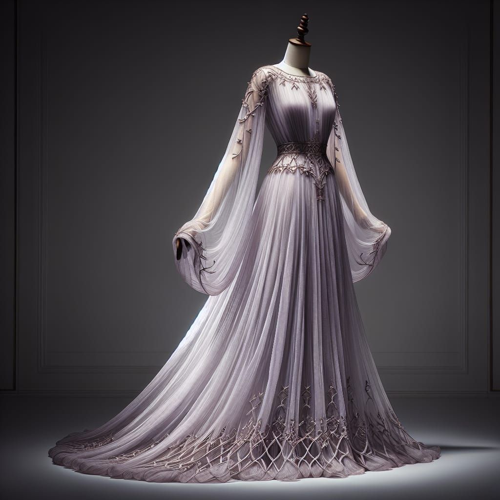 Pale Purple Greek Princess Dress on Dress Form