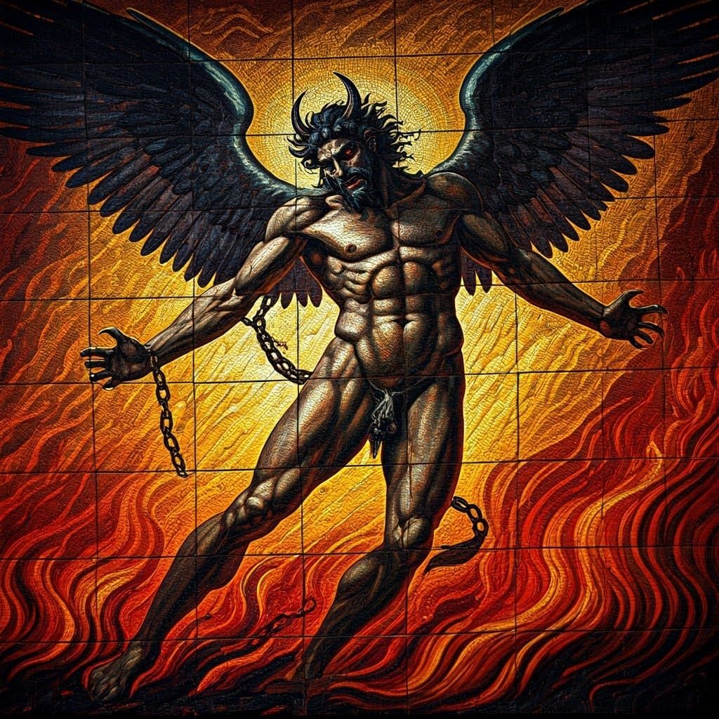 Epic Byzantine Mosaic Depicting Lucifer's Fury