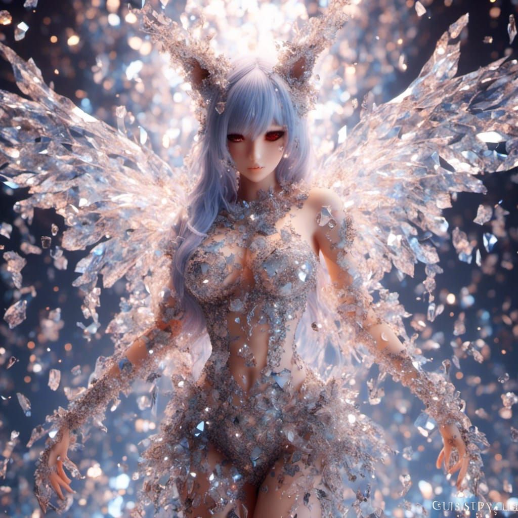 Crystal Fox Made of Cracked Glass