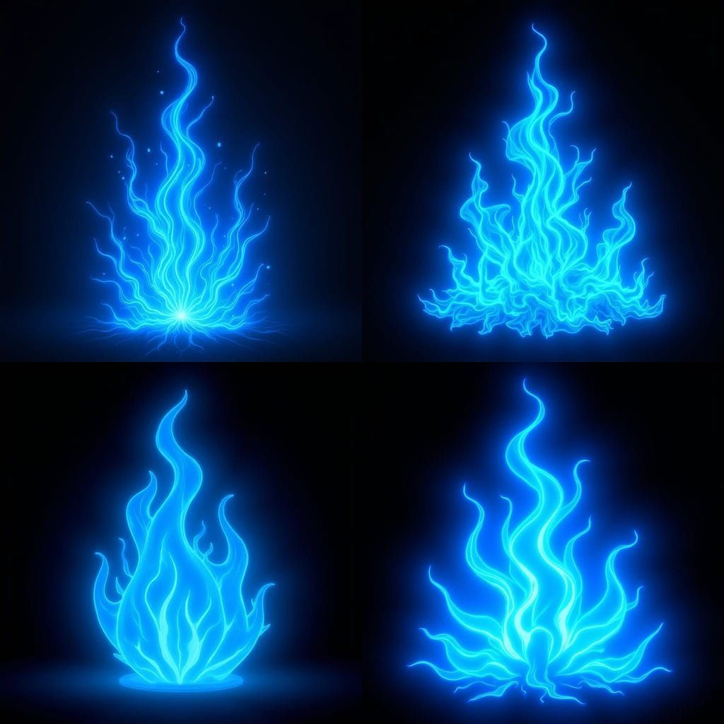 Vivid Blue Electric Fire Abstract Art