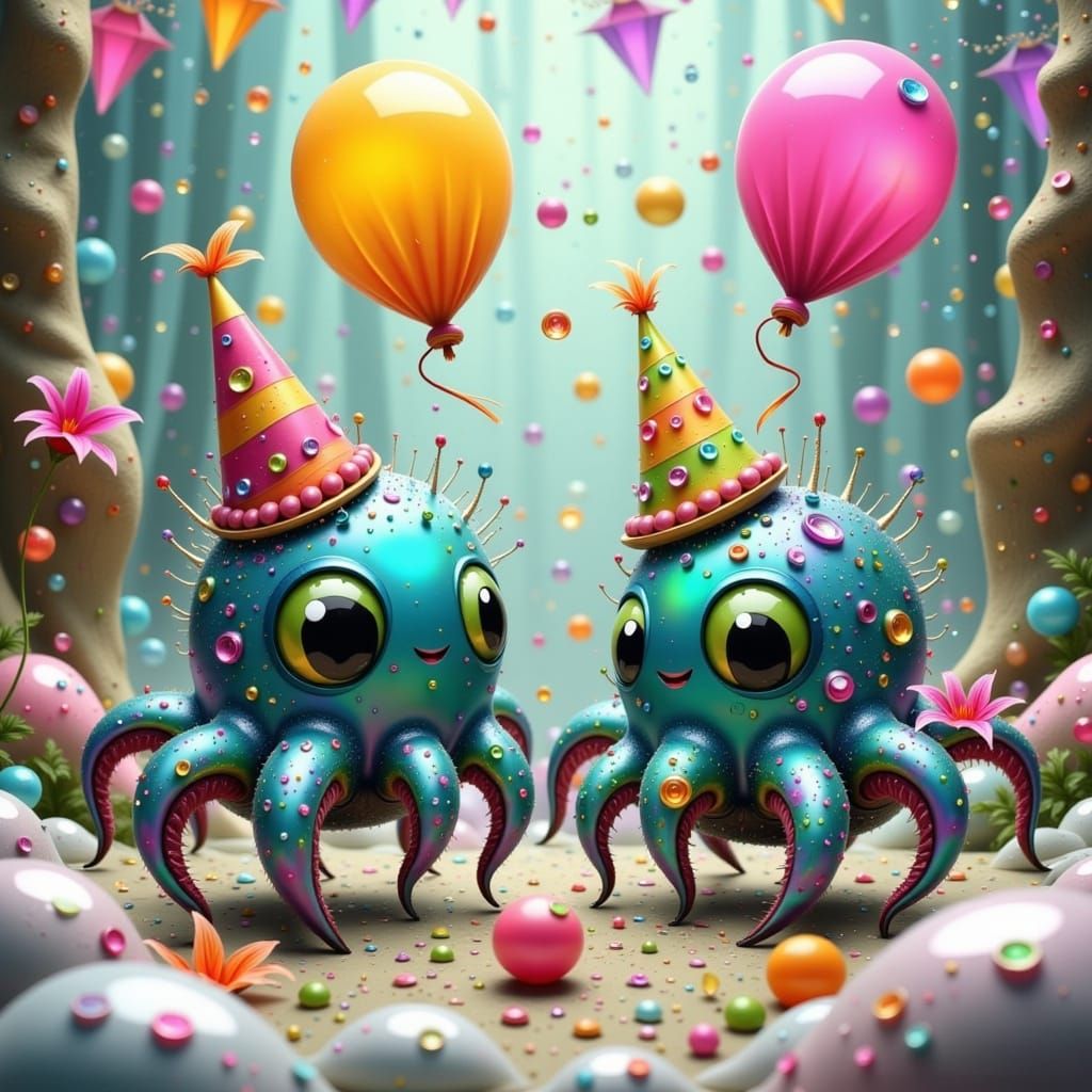 Whimsical Birthday Party with Adorable Spider-Octopi in Past...