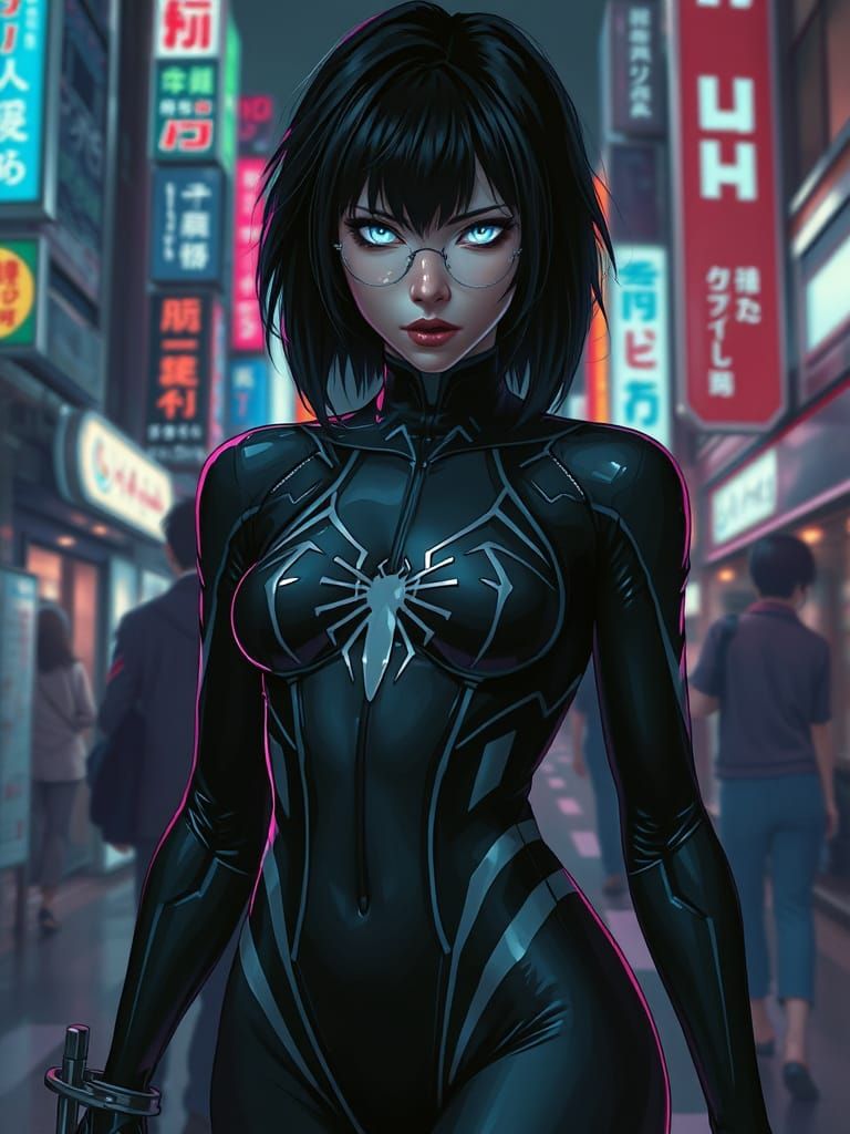 Neon City Stalker with Silver Eyes