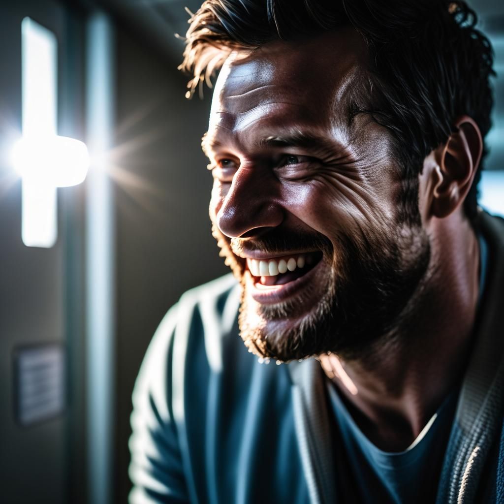 Joyful Father Awaits Baby in Hyper-Realistic Photo