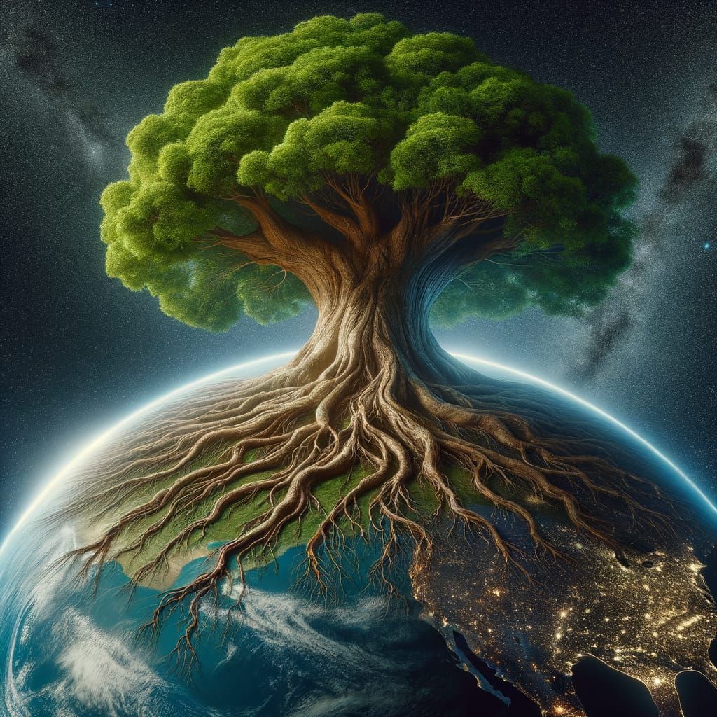 Spectacular Cosmic Tree Embracing Planet Earth