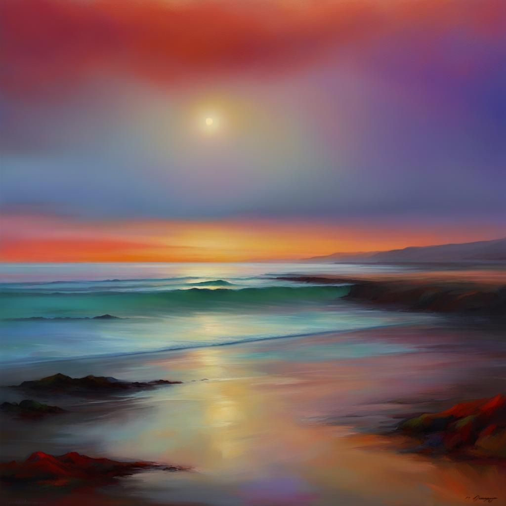 Australian Tonalism: Fantastical Triadic Ocean Beach