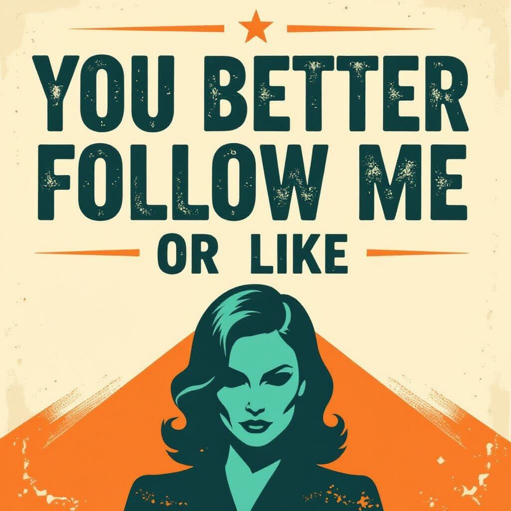 Vintage Poster: "Follow Me Or Like" in Saul Bass Style