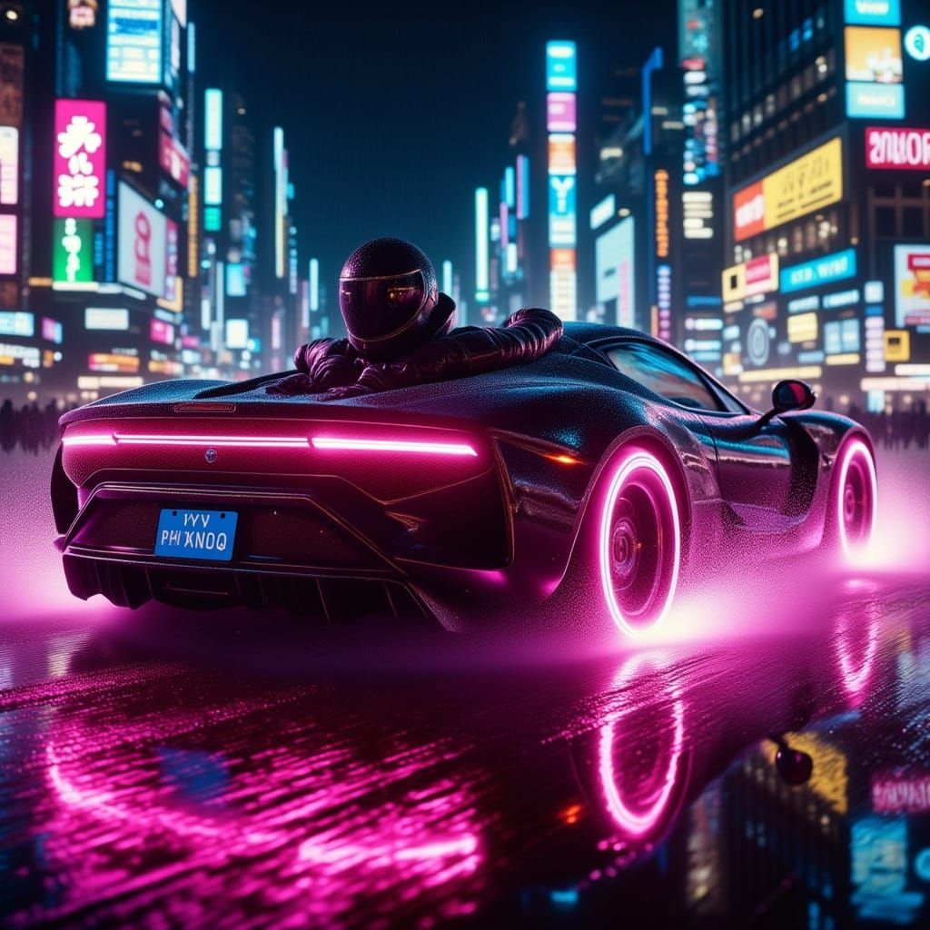 Neon Tokyo Street Race in Cyberpunk Style