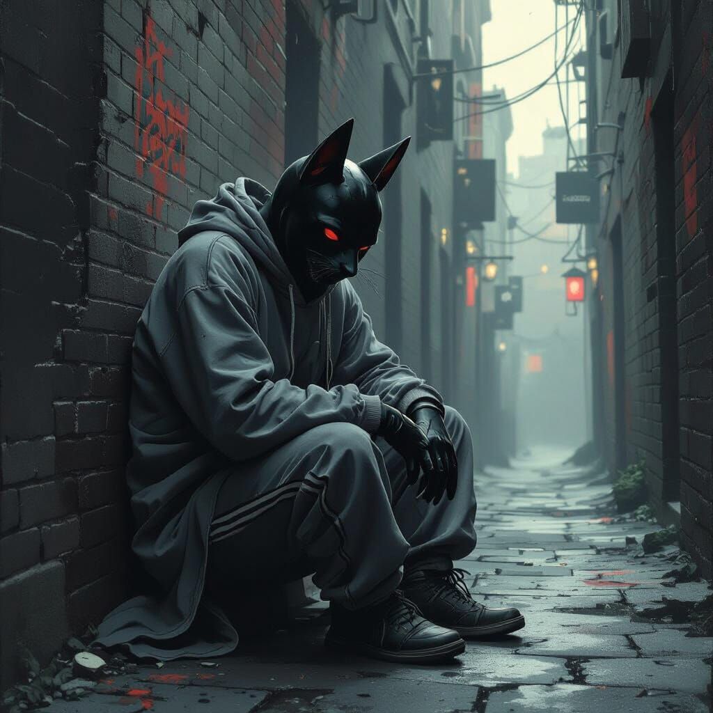 Gothic Noir Man-Bat in Dark Alley