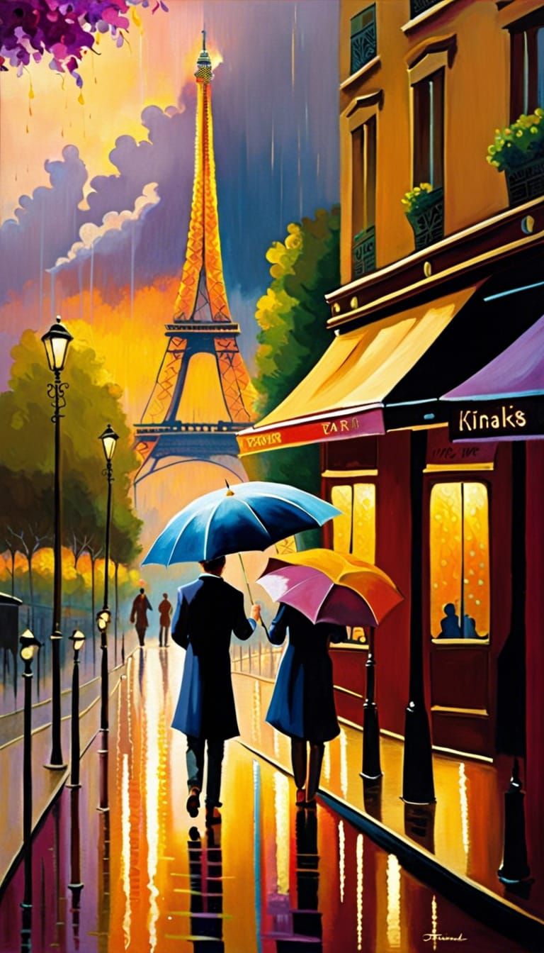 Romantic Paris Eiffel Tower View in Evening Light