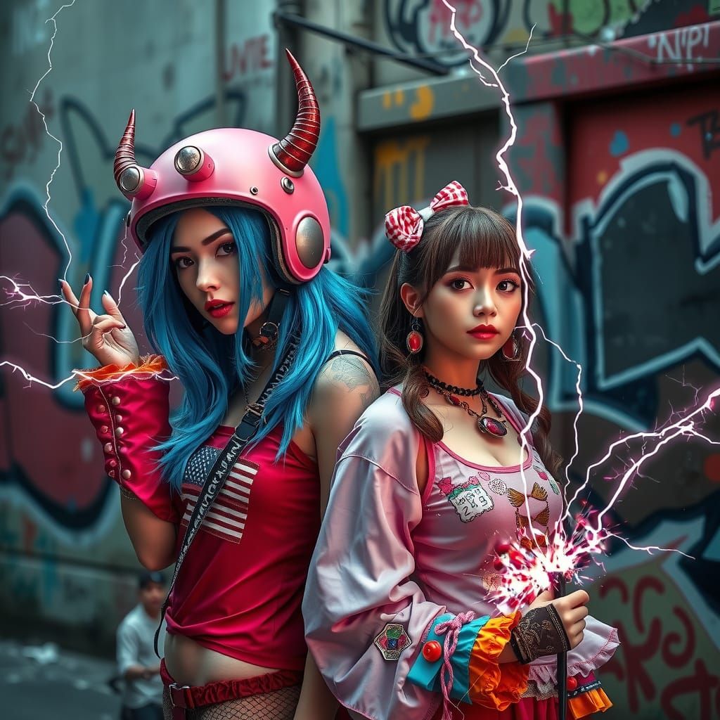 Hyperrealistic Scene-Kid Meets Magical Girl in Gritty Urban ...