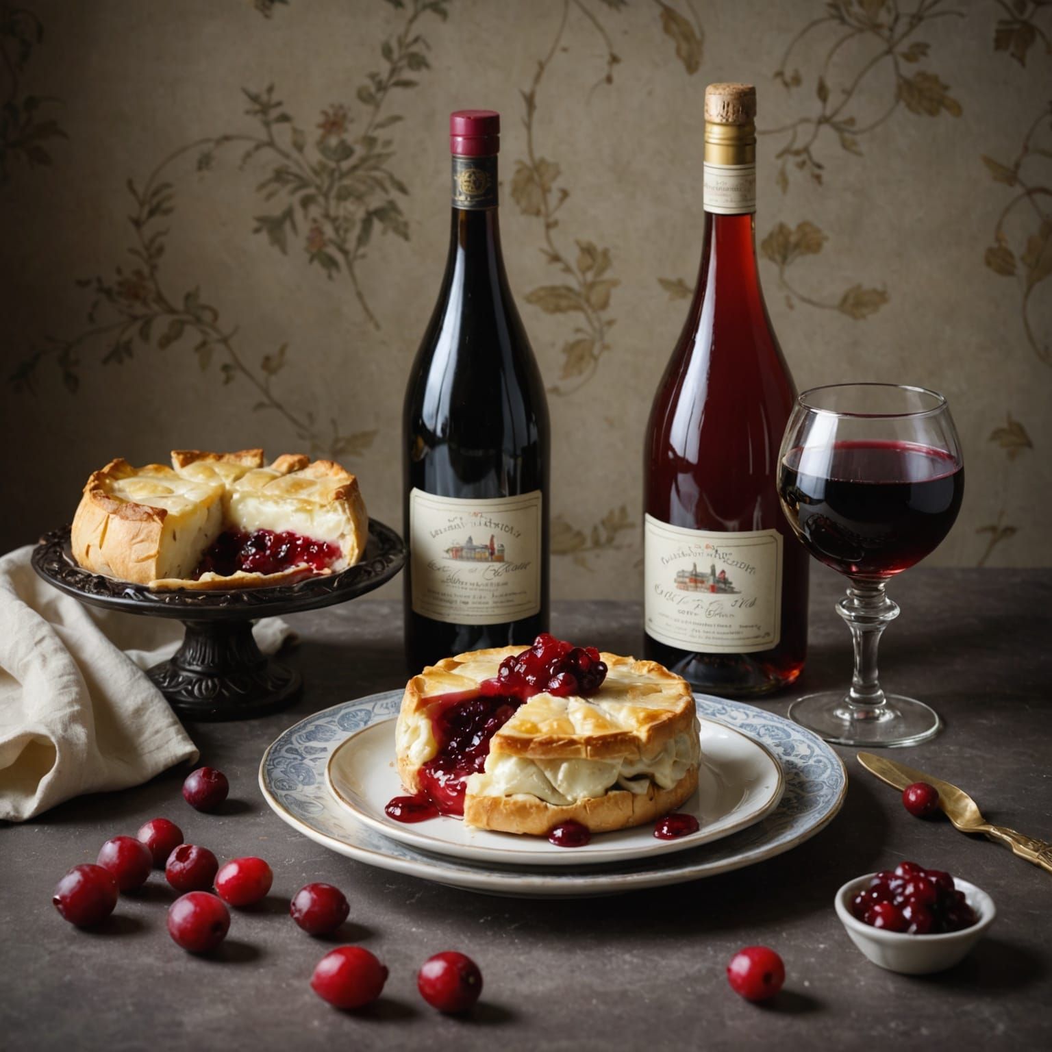 Art Nouveau Bottle with Baked Brie Filling