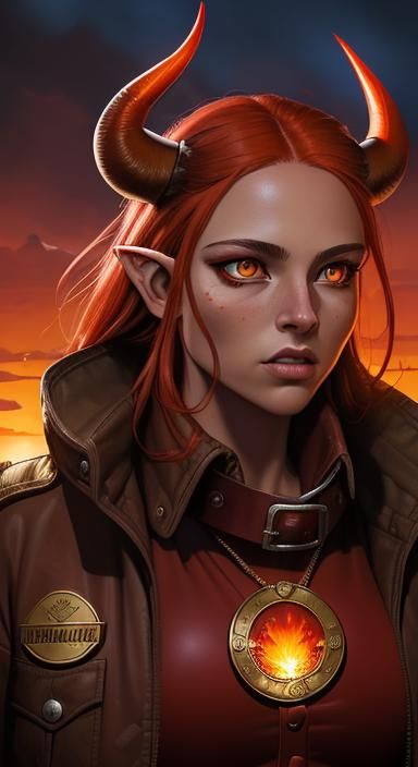 Minotaur Drow Elf Portrait in Comic Book Style