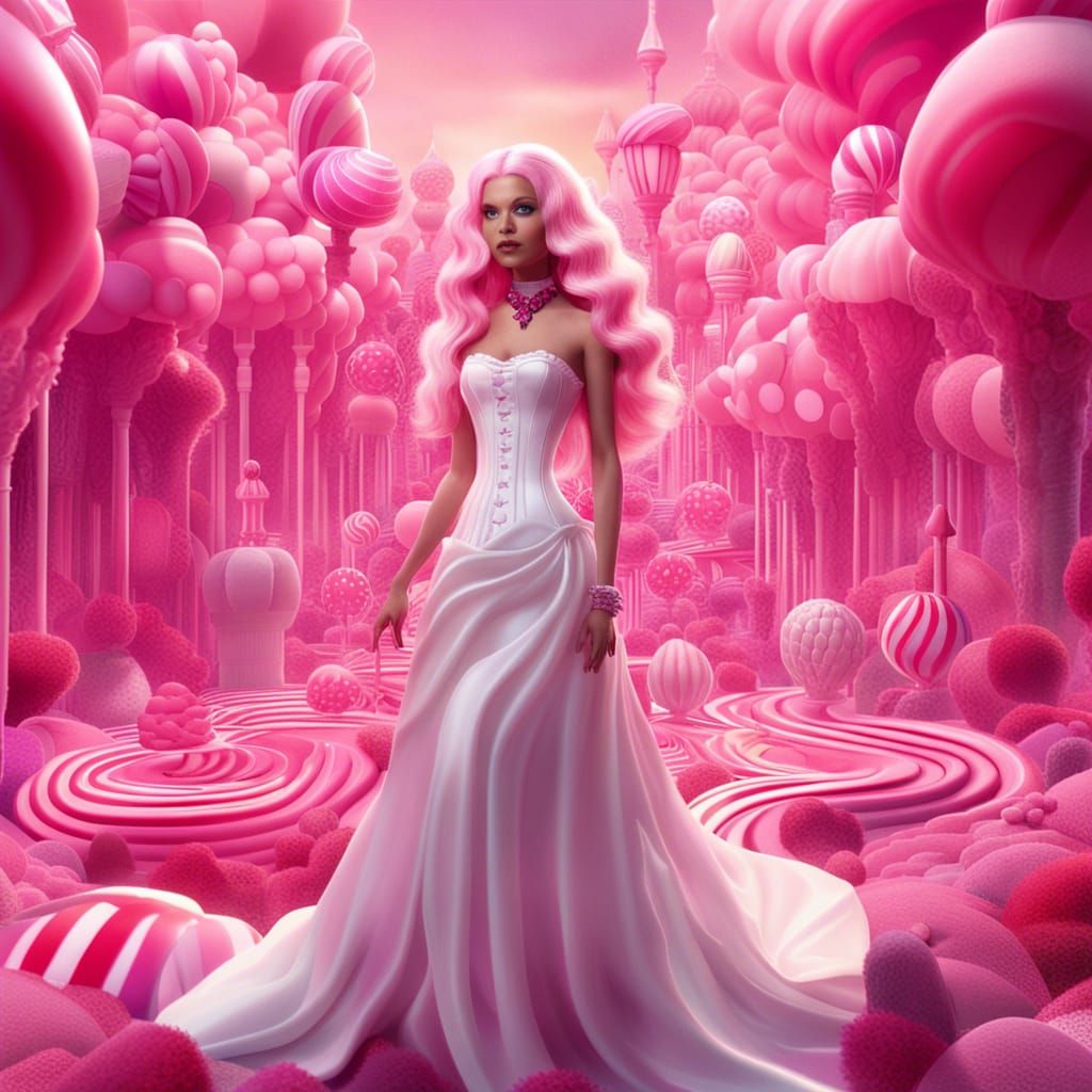 Candyland Vampire Barbie in Pink Fantasy Art