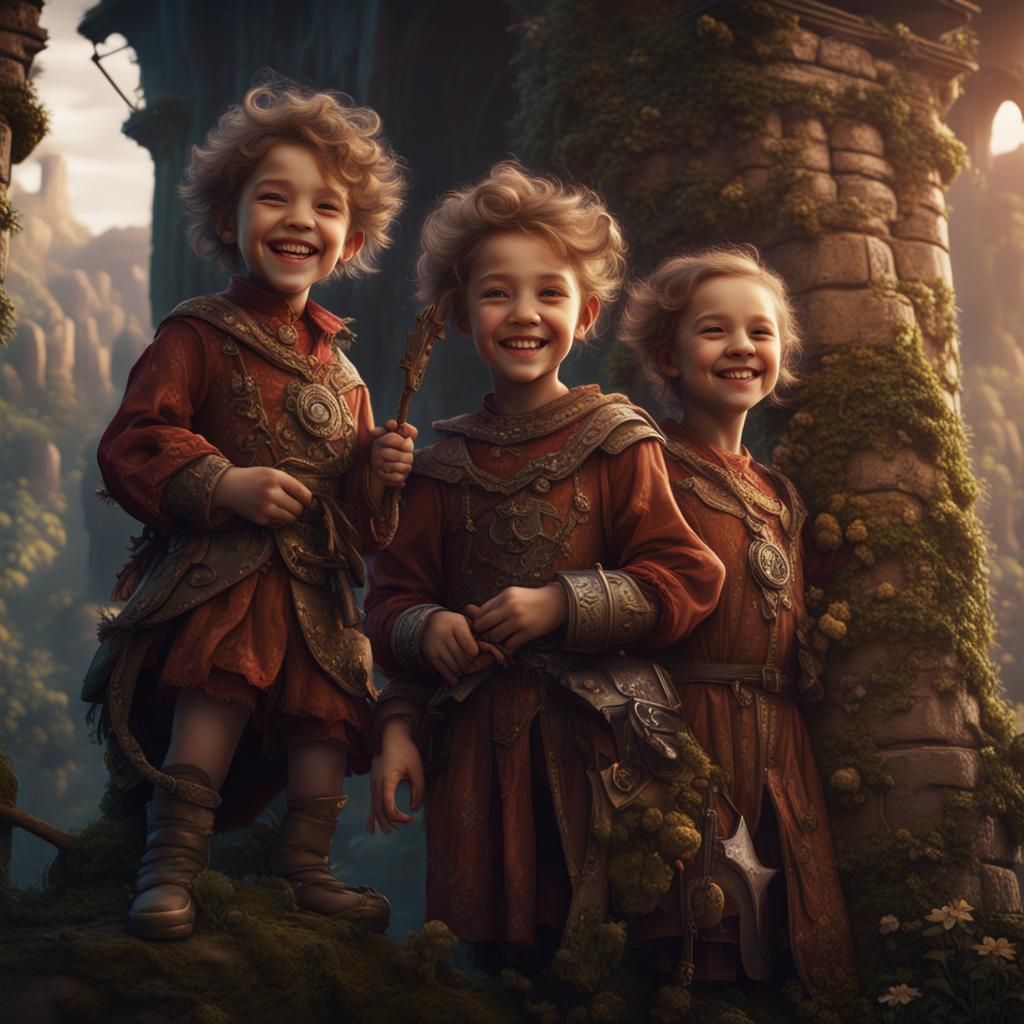 Smiling Children in Detailed Fantasy Art