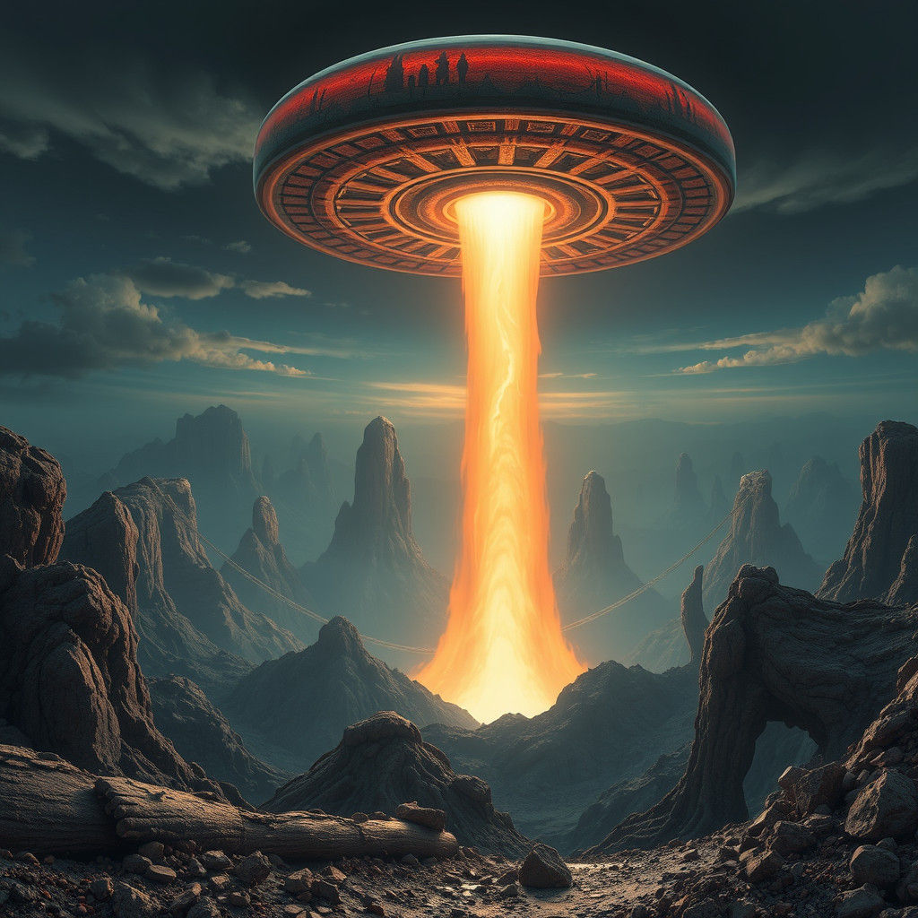 Woman in Flaming Dress: A Beksiński-Giger Inspired 3D Render...