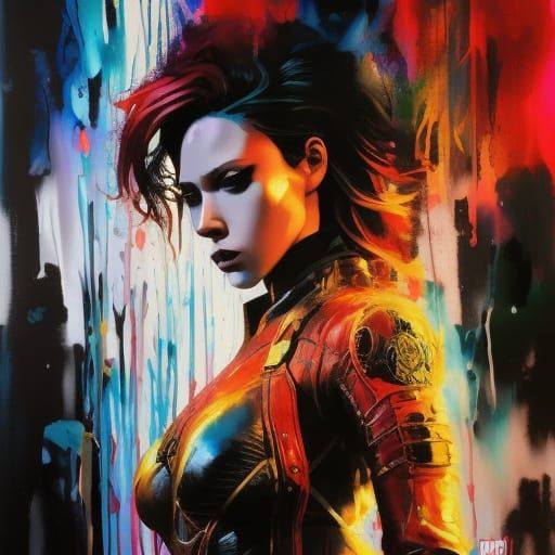 Marvel Black Widow Ink Splash Art in 3D