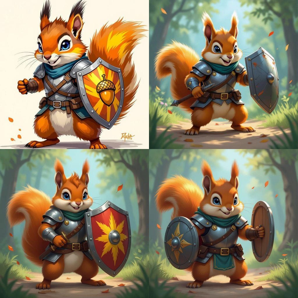Anthropomorphic Squirrel Squire Defending Himself