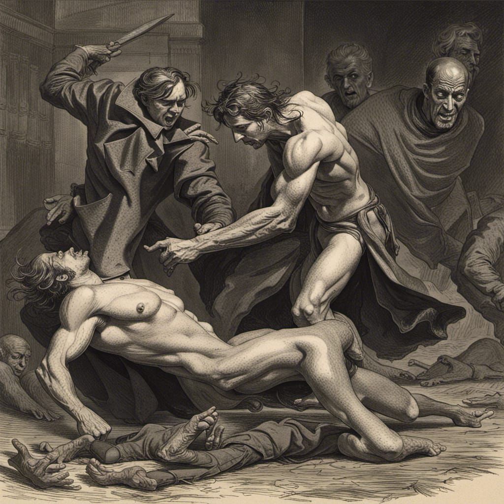 Gory Vampire Attack Scene in Horror Style