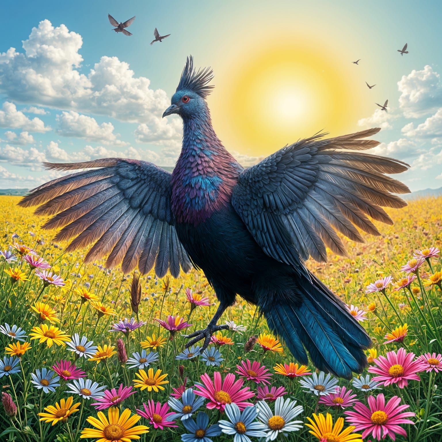 Victoria Crowned Pigeon Displaying Feathers