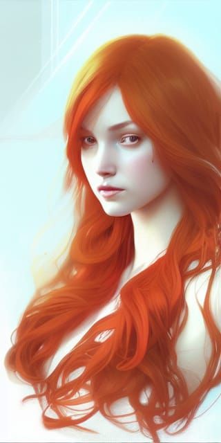 Beautiful Redhead Portrait in Hyperdetailed Style