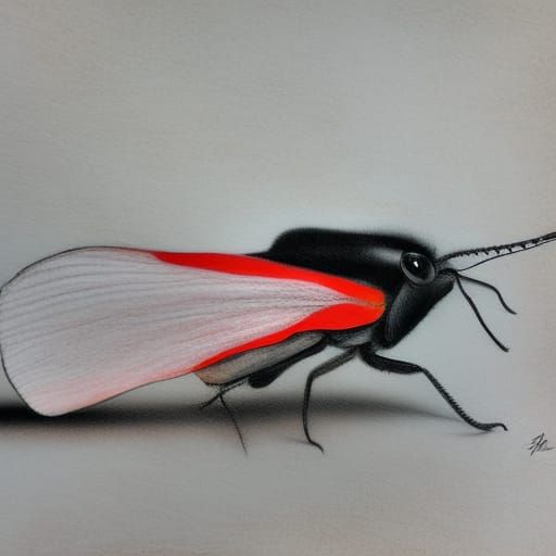 Scarlet Tree Hopper in Charcoal Drawing Style
