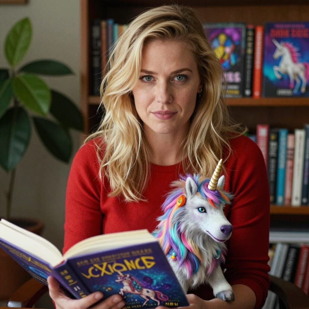 Blonde Writer Portrait in Ambient Light