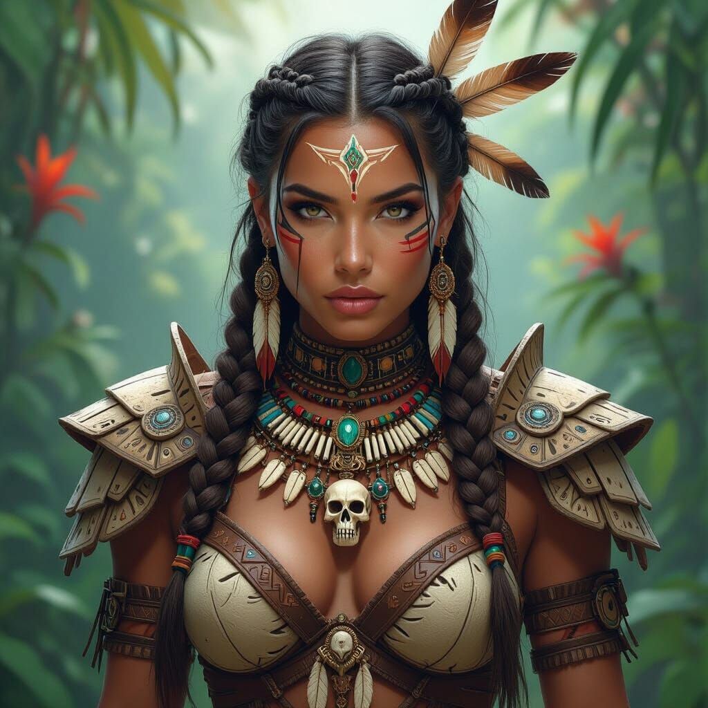 Female Warrior Portrait with Tribal Markings