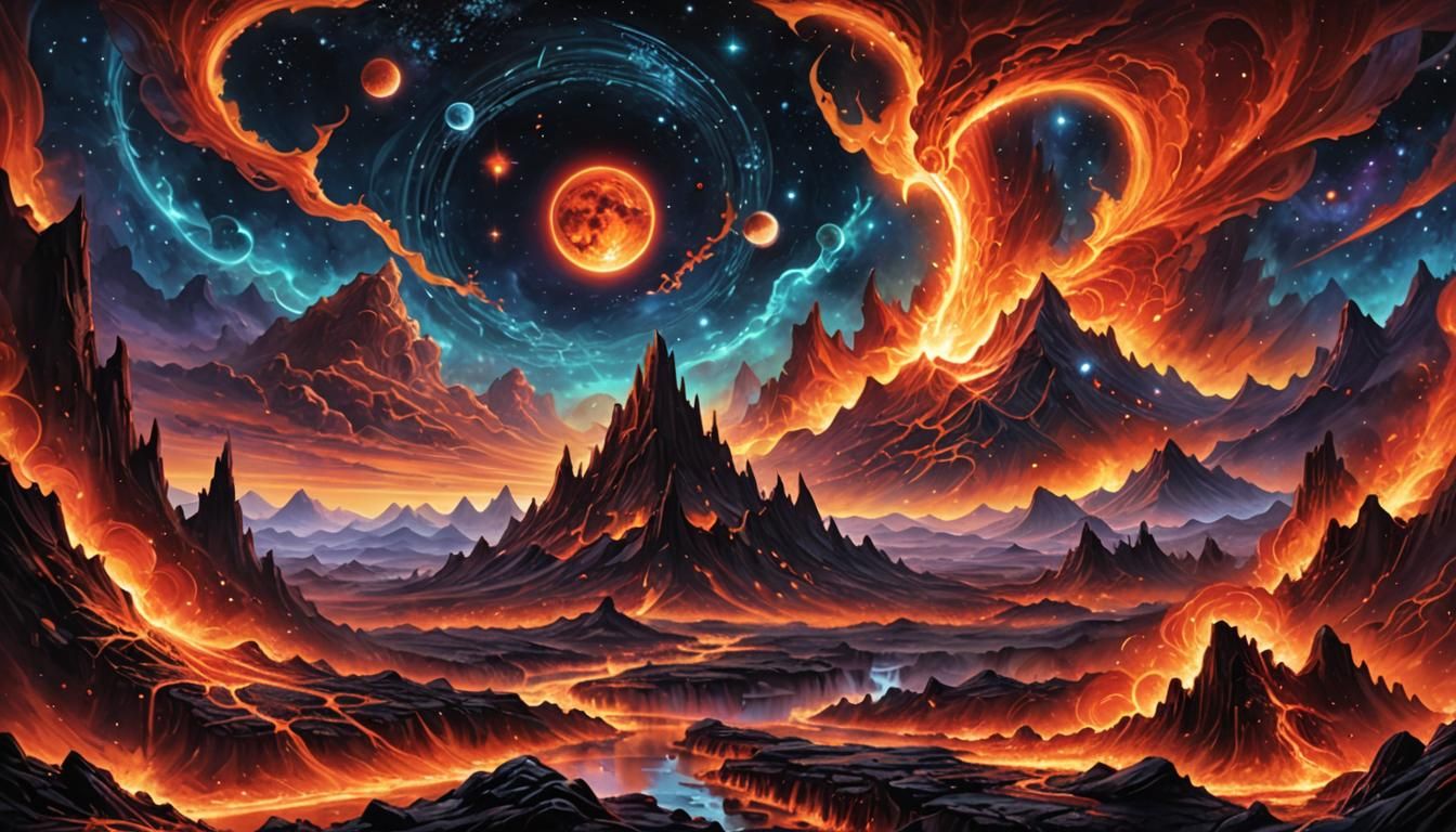 Fiery Lava Cosmic Galaxy Art