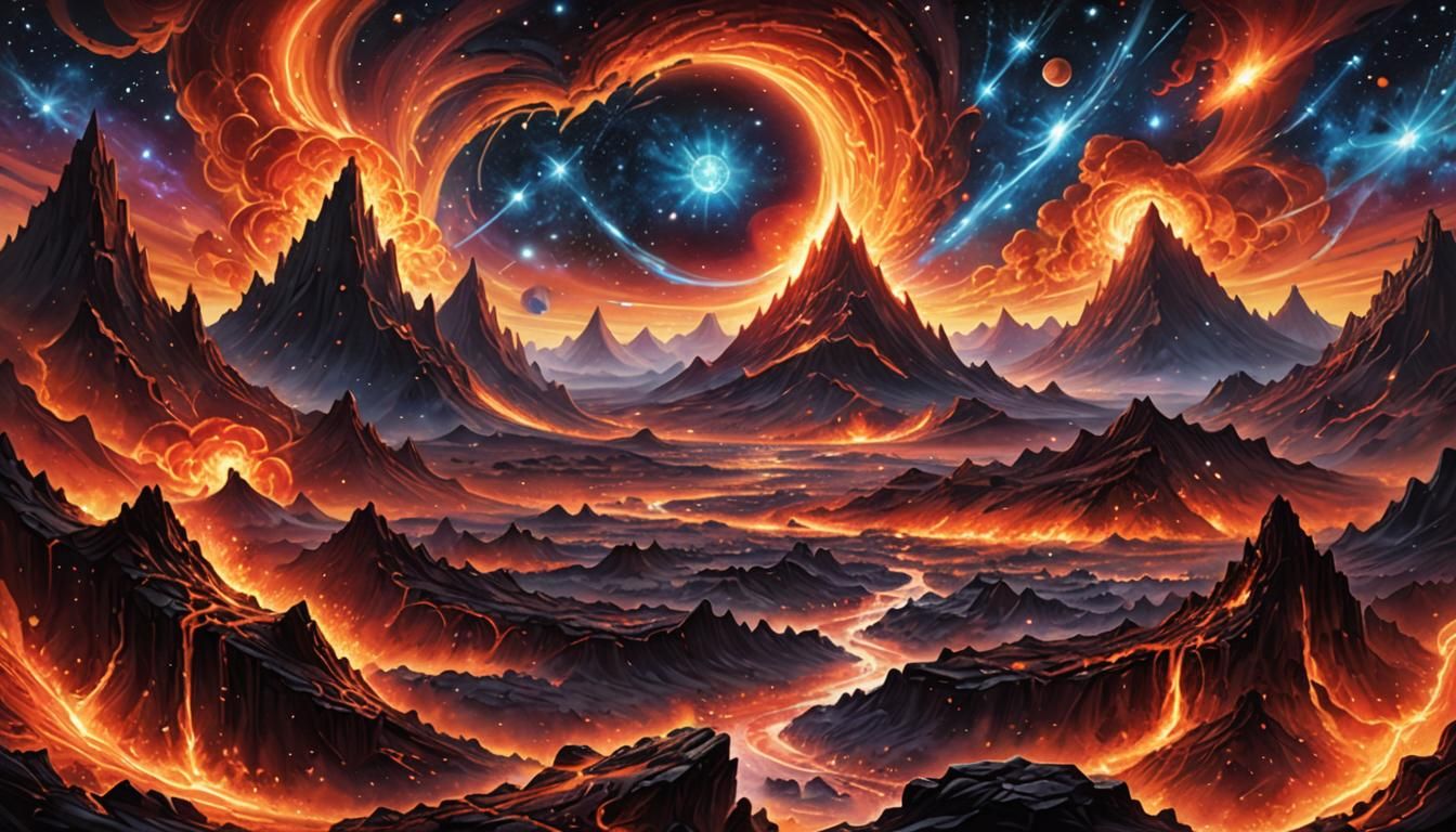 Fiery Lava Cosmic Galactic Spacescape Art