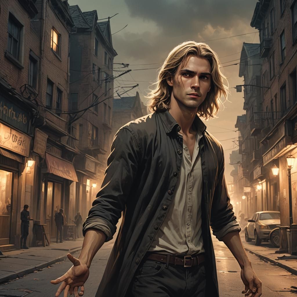 Handsome Man on Spooky Street: Fantasy Concept Art