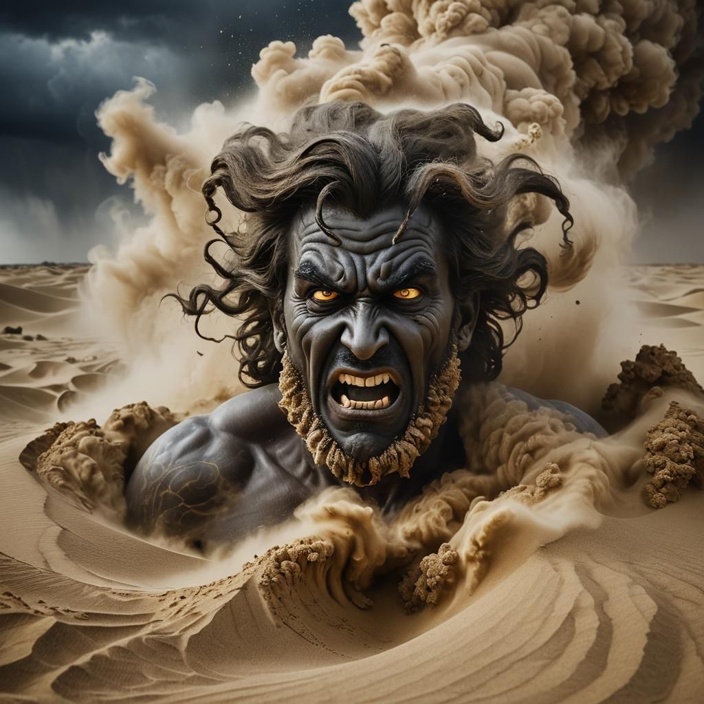 Furious Djinn in a Swirling Storm