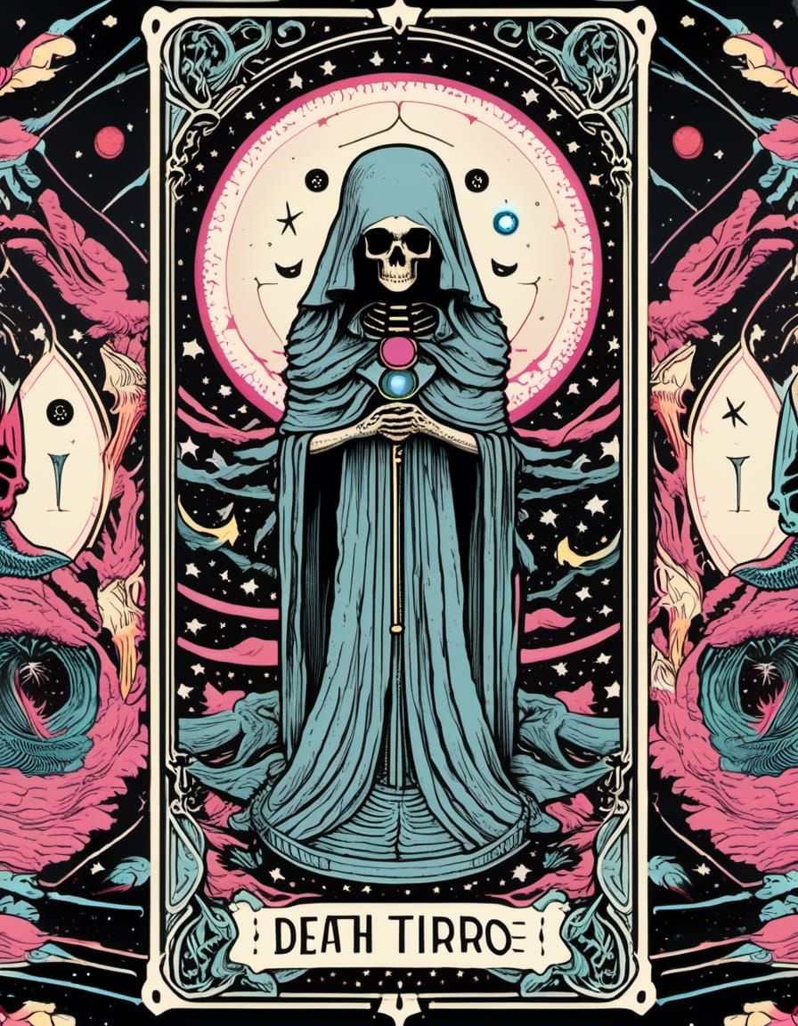 Whimsical Death Tarot Card in Pastel Colors