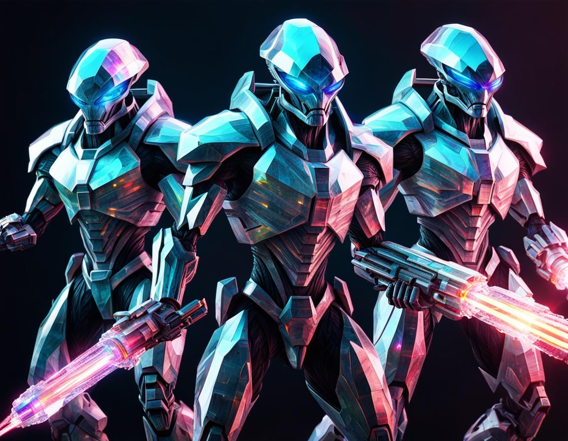 Crystal Alien Warriors Destroying Earth in 3D