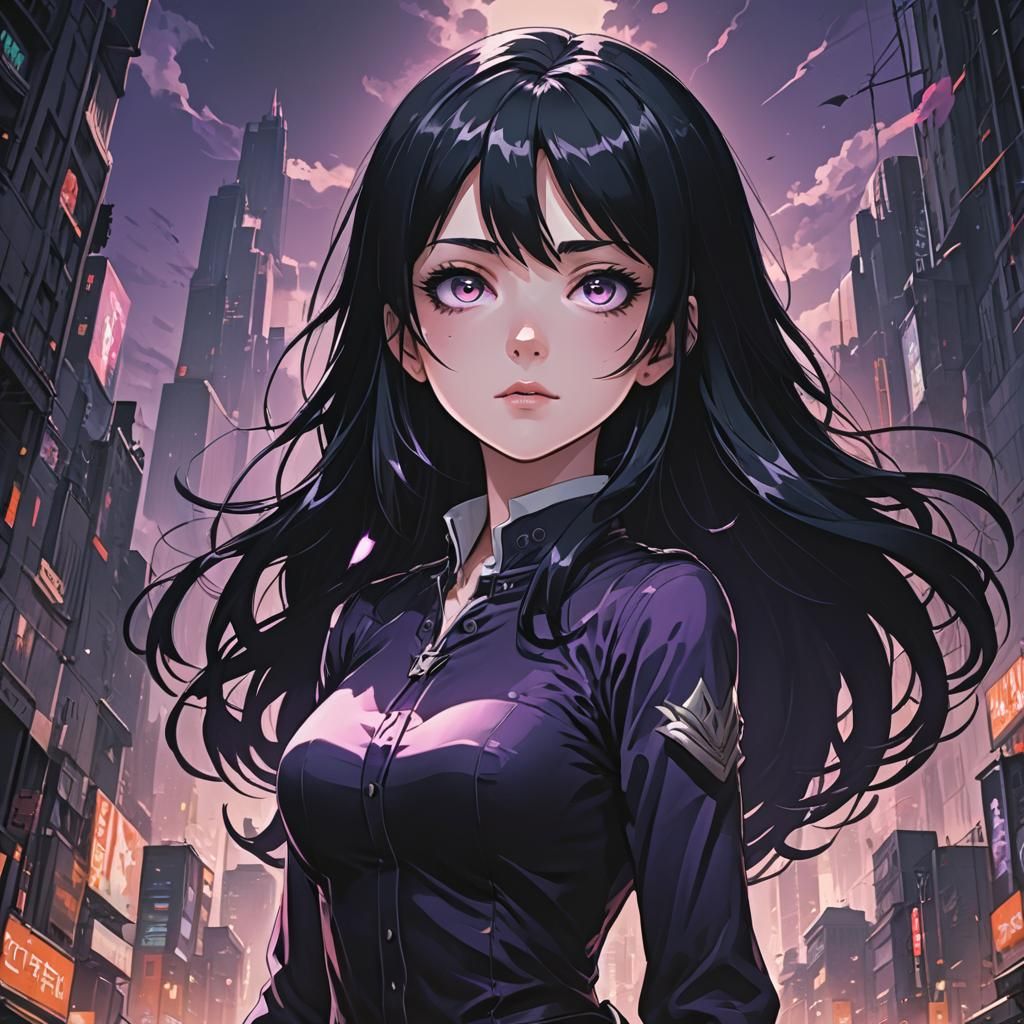 Dark Shadow Over Anime Girl: Cel-Shaded Manga Style